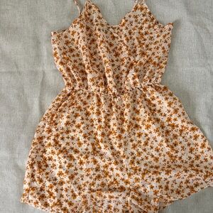 SHEIN Floral romper  with Orange and Blue Accents